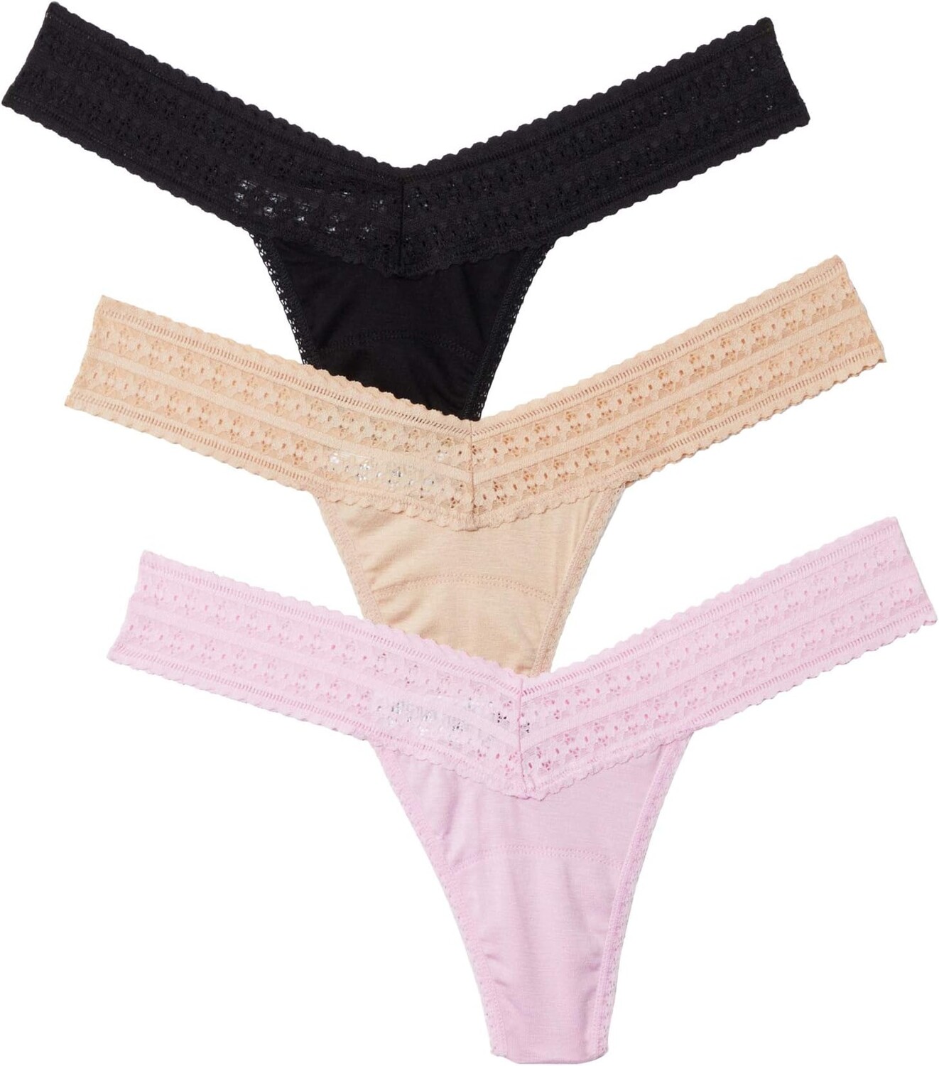 

Набор из 3 стрингов DreamEase с низкой посадкой Hanky Panky, цвет Black/Chai/Pink