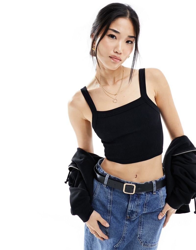 

Черный бесшовный жилет с квадратным вырезом Cotton On Cotton:On