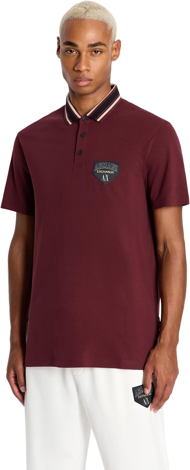 

Рубашка-поло Slim Fit Collegiate Logo Polo Armani Exchange, цвет Vineyard Wine