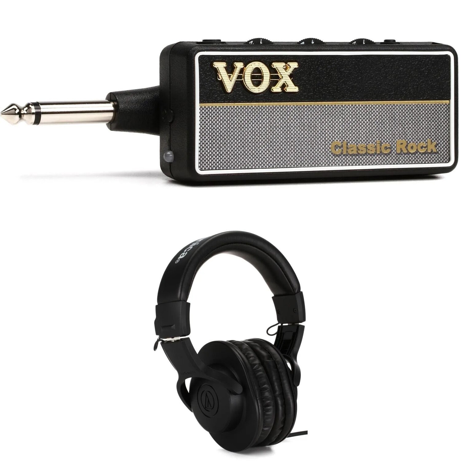 

Новый гитарный усилитель для наушников Vox amPlug 2 Classic Rock и наушники Audio-Technica ATH-M20x