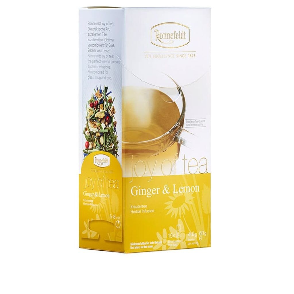 

Травяной чай Joy of Tea «Имбирь и лимон» 15 пакетиков (кадди) 60 г: 5 шт. в упаковке Ronnefeldt