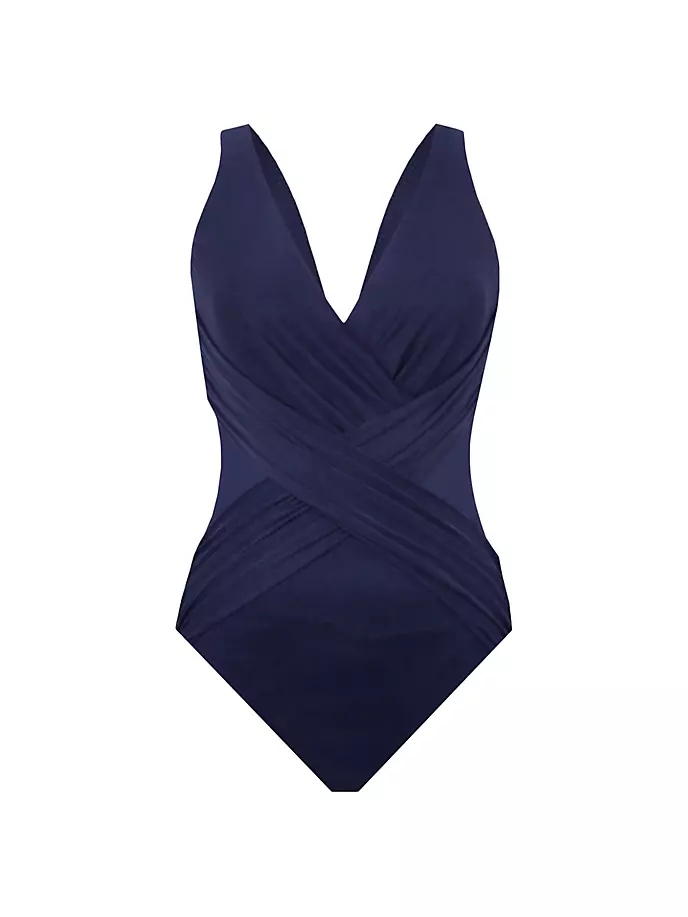 

Цельный купальник Illusionists через плечо Miraclesuit Swim, синий