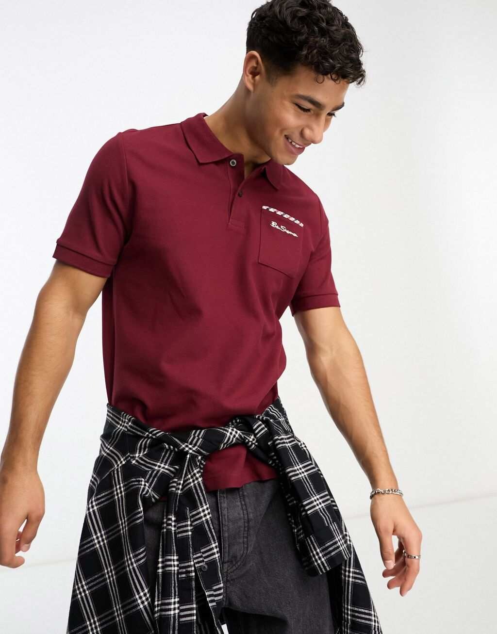 

Красная футболка-поло из джерси с двумя кончиками Ben Sherman, Красный