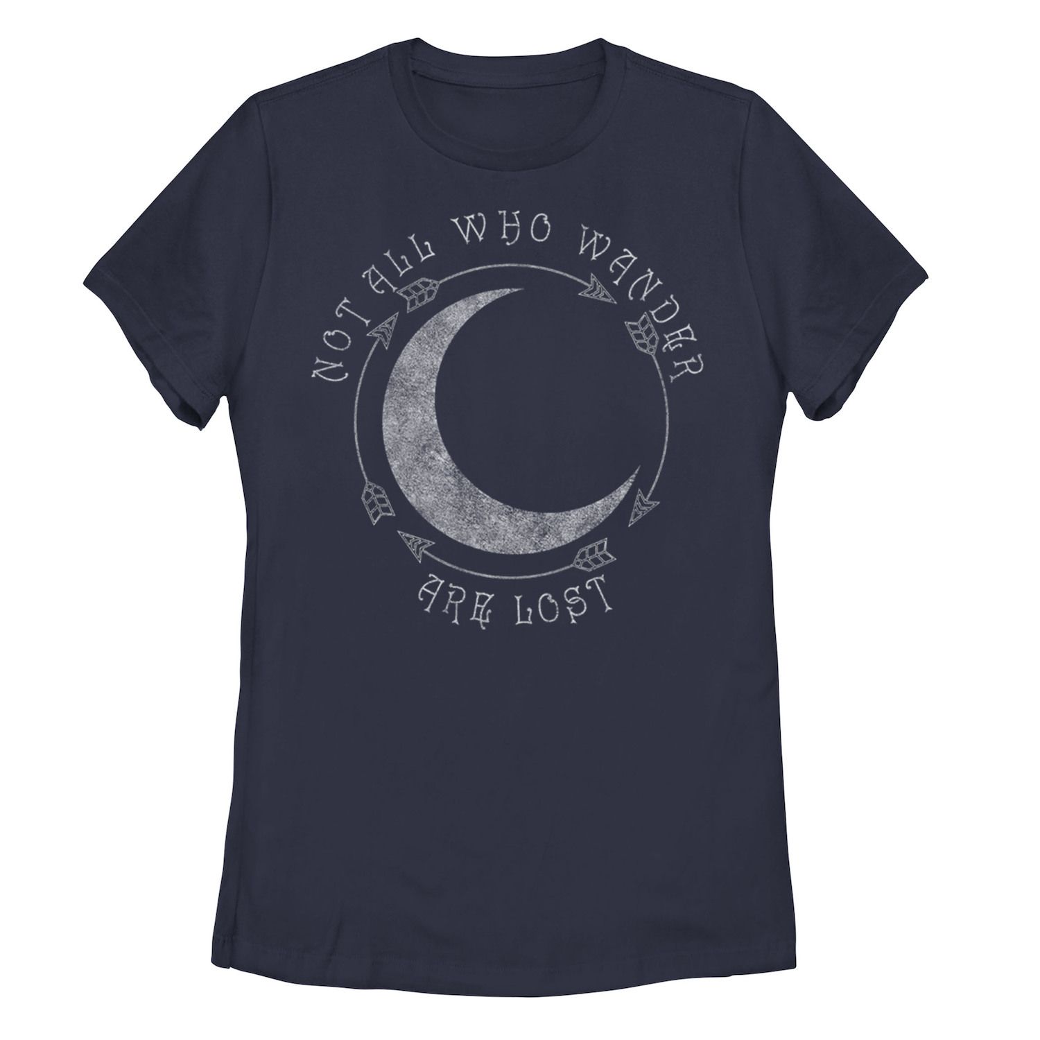 Детская футболка Not All Who Wander Are Lost с рисунком Moon Arrows, темно-синий
