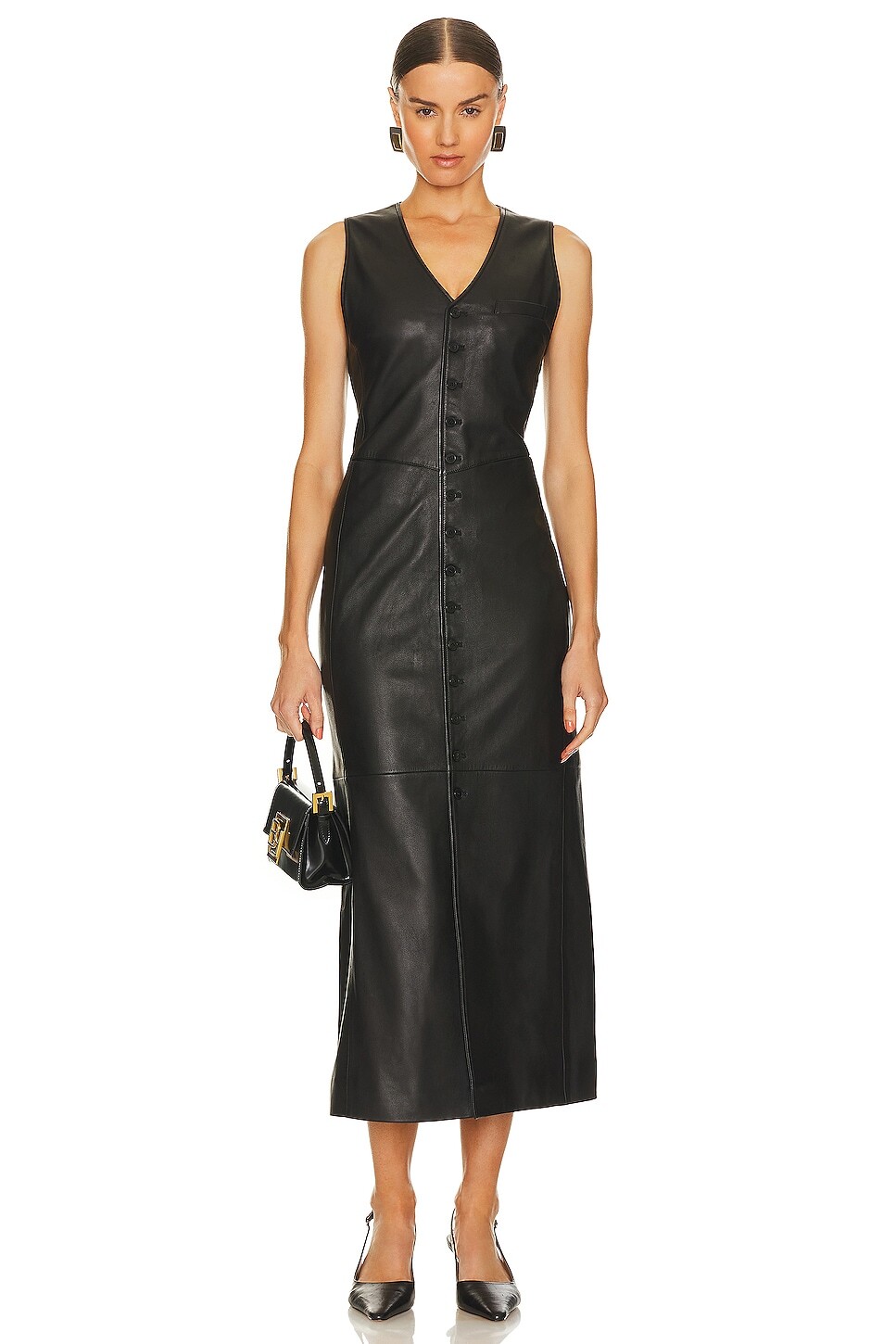 

Платье миди FRAME Leather Midi Vest Dress, черный