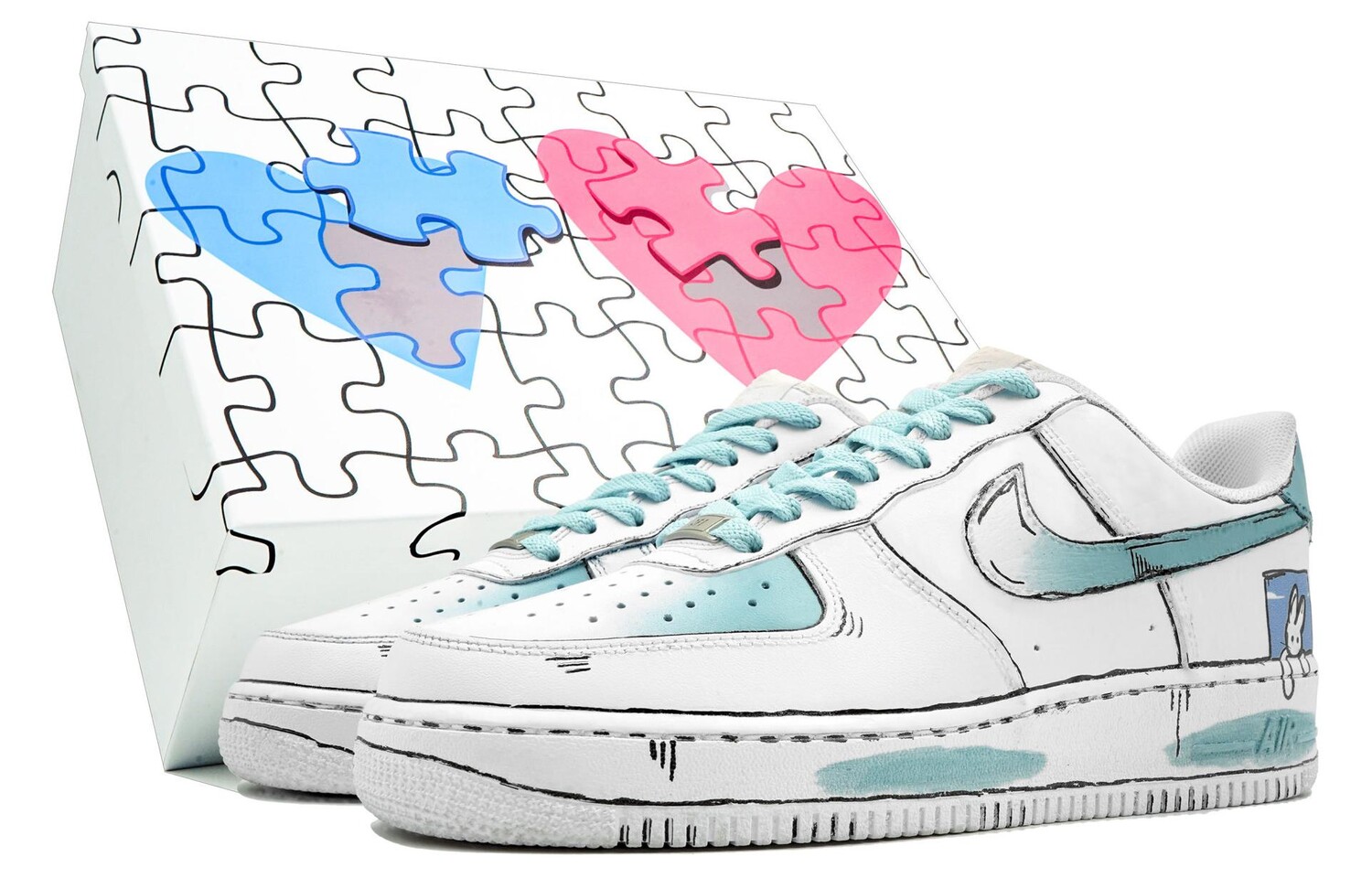 

Кроссовки Nike Air Force 1 Skateboarding Shoes Women's Low-top Blue, белый
