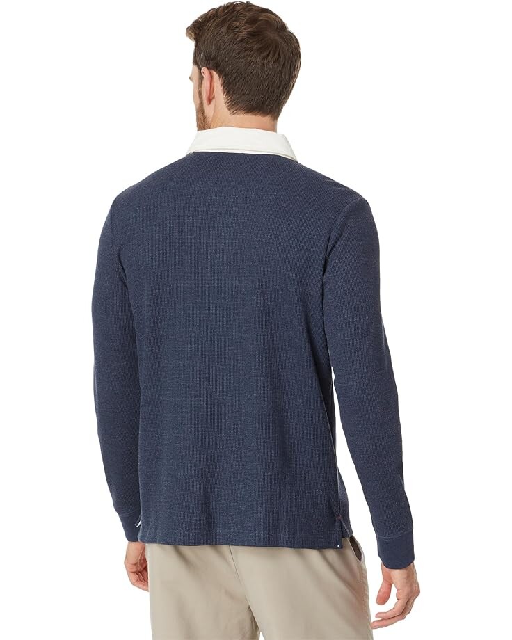 

Поло Nautica Slim Fit Waffle Color-Block Long Sleeve Polo, цвет Navy Heather