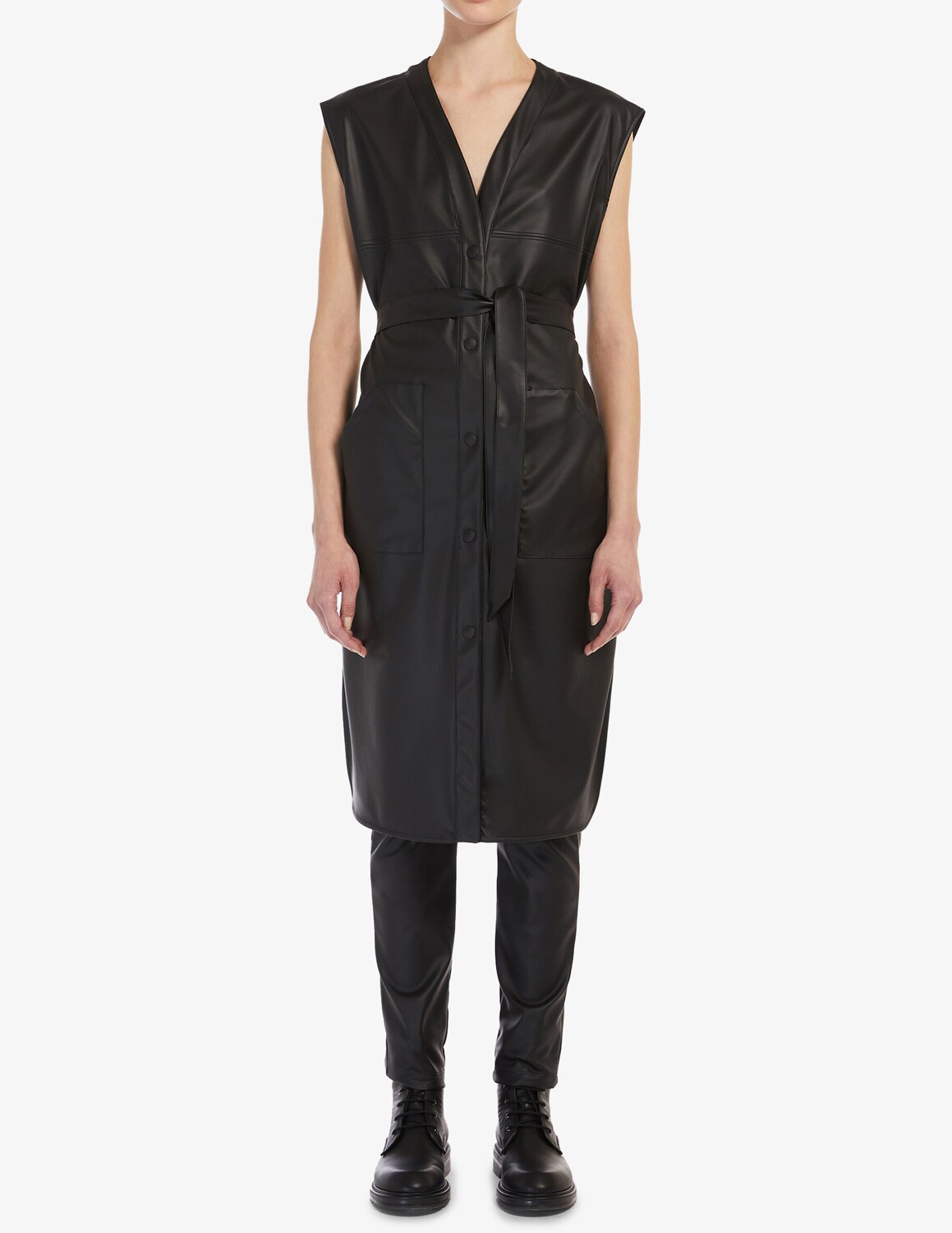 

Платье без рукавов с поясом Canter Max Mara Leisure, черный