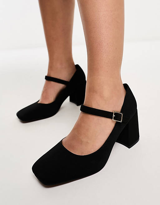 

Черные туфли на среднем каблуке ASOS DESIGN Wide Fit Selene Mary Jane