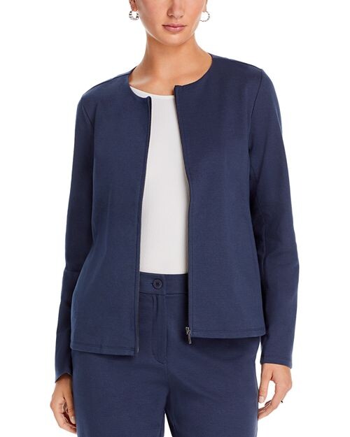 

Куртка на молнии с круглым вырезом Eileen Fisher, цвет Blue