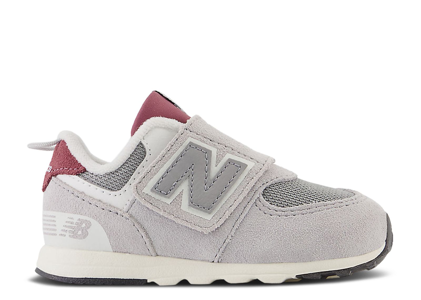 цена Кроссовки New Balance 574 New-B Hook & Loop Toddler Wide 'Raincloud Burgundy', серый