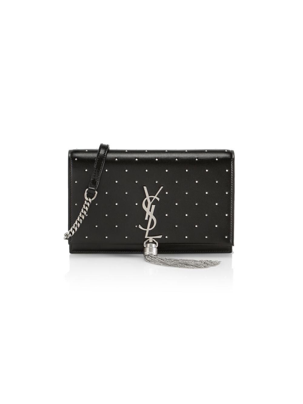 

Кожаный кошелек с цепочкой и заклепками Kate с кисточками Saint Laurent