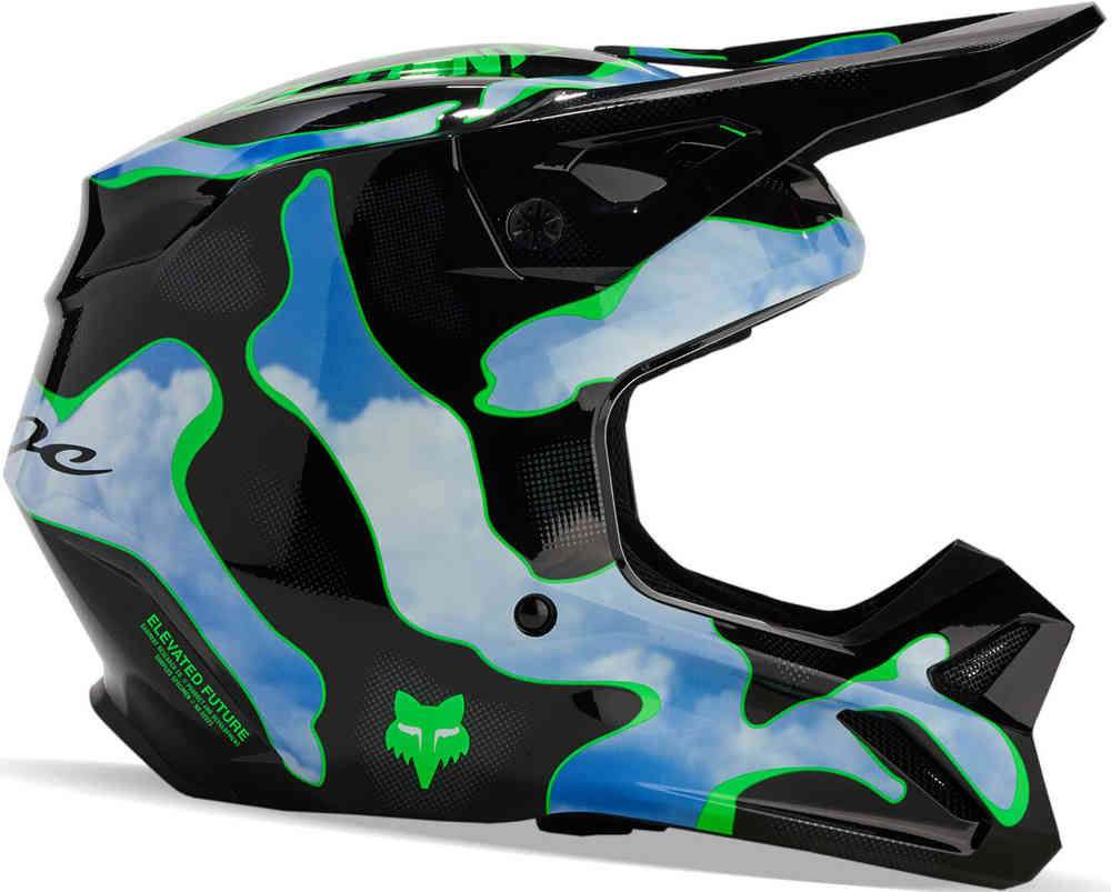 Молодежный шлем для мотокросса V1 Atlas MIPS FOX, черный/зеленый/синий