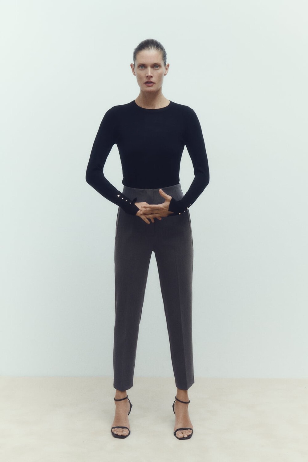 

Брюки с высокой талией ZARA, серый