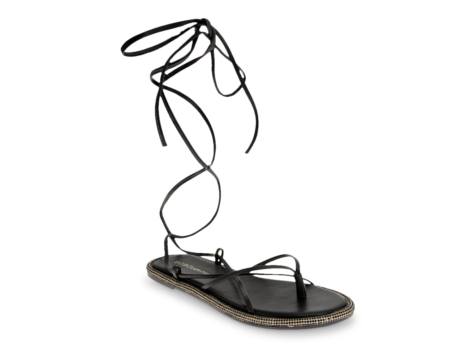 Сандалии Tarin BCBGeneration, черный сандалии женские на плоской подошве блестящие модные пляжные туфли без застежки блестящие повседневная обувь лето