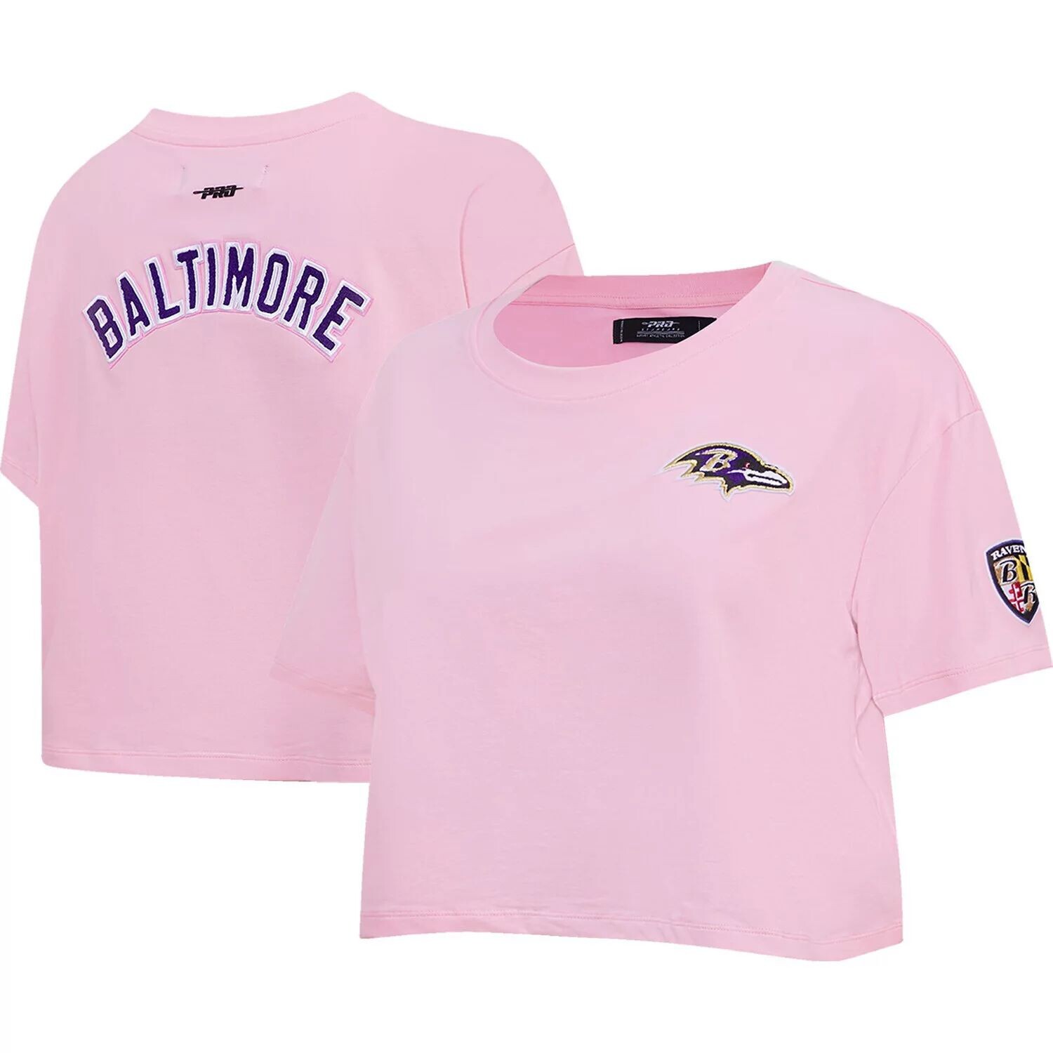 

Женская укороченная футболка свободного кроя Pro Standard розового цвета Baltimore Ravens, Розовый