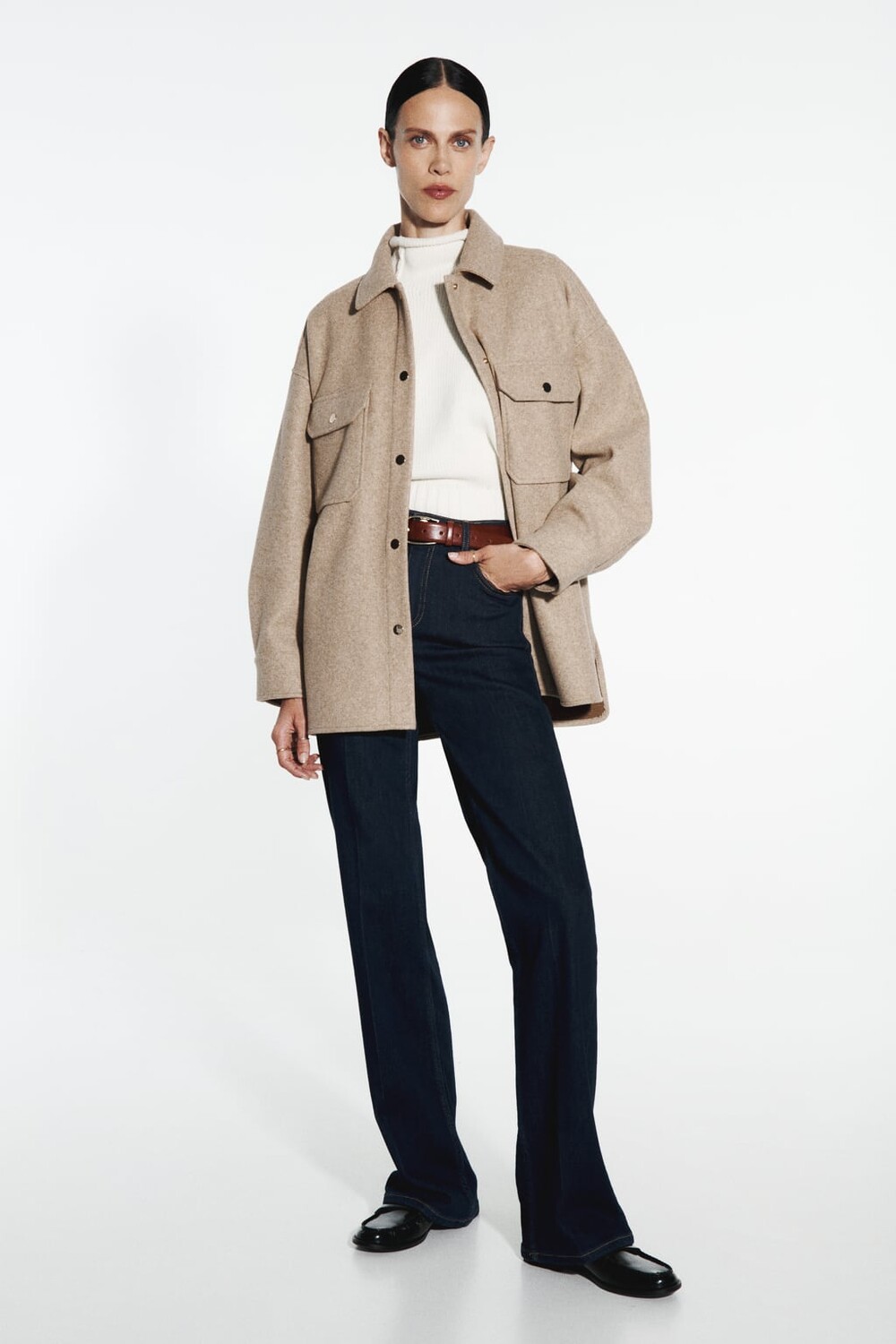 

Мягкая рубашка ZARA, бежевый