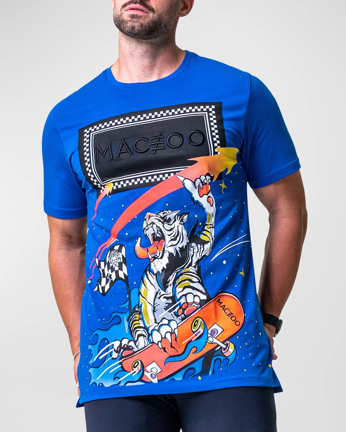 

Мужская футболка с рисунком скейтборда Maceoo, цвет Blue