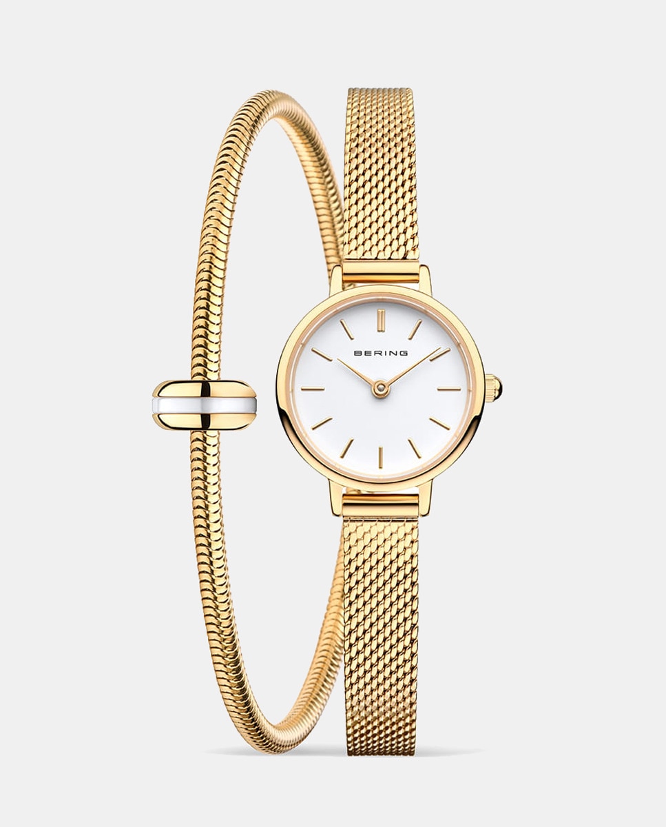 Комплект женских часов Classic 11022-334-Lovely-1-G и стального браслета Bering, золотой