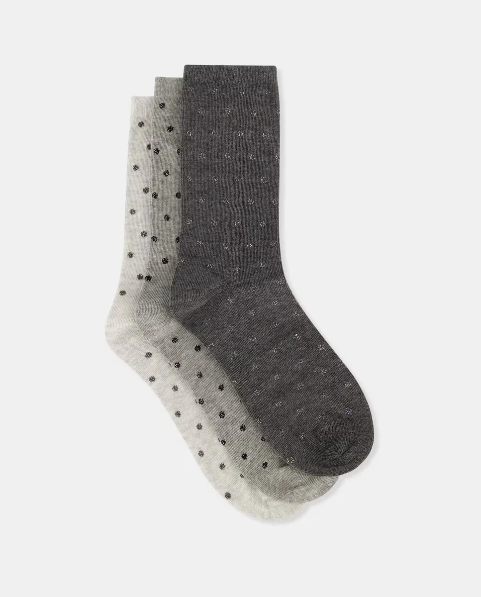 

Женский комплект из 3 носков в горошек с люрексом Easy Wear, серый