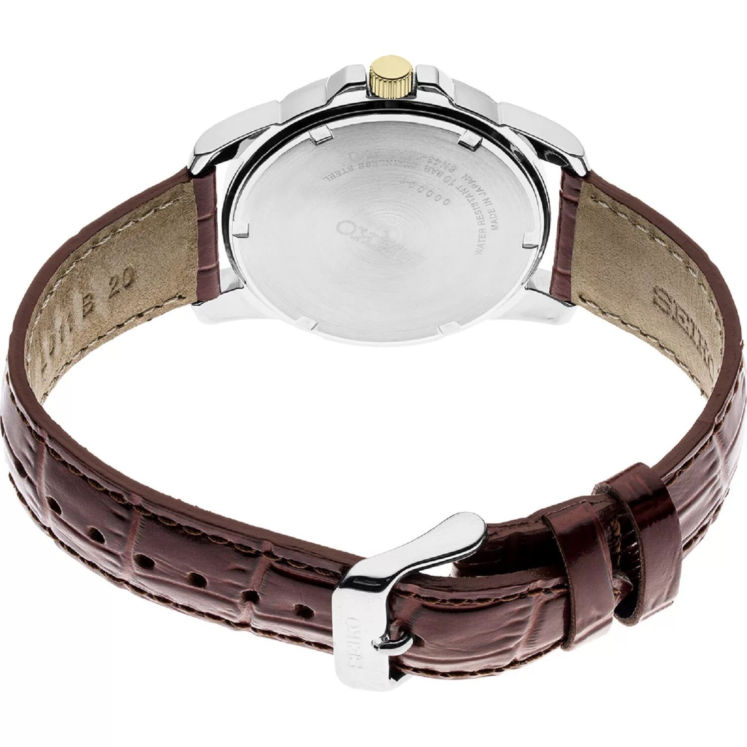 

Мужские часы Essential с двухцветным коричневым кожаным ремешком -SUR360 Seiko