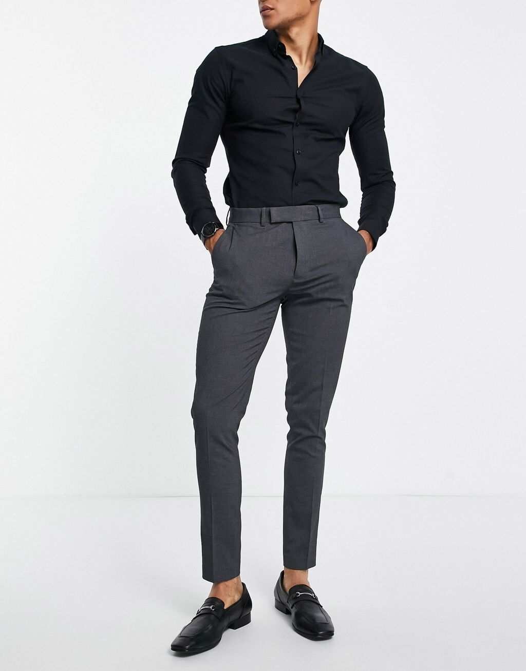

Темно-серые элегантные брюки скинни ASOS DESIGN