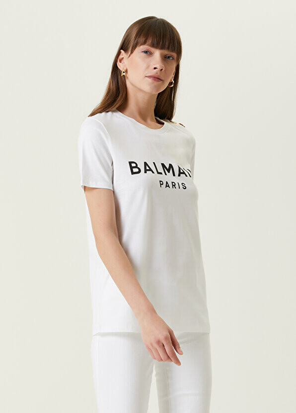 

Белая футболка с логотипом Balmain, Белый