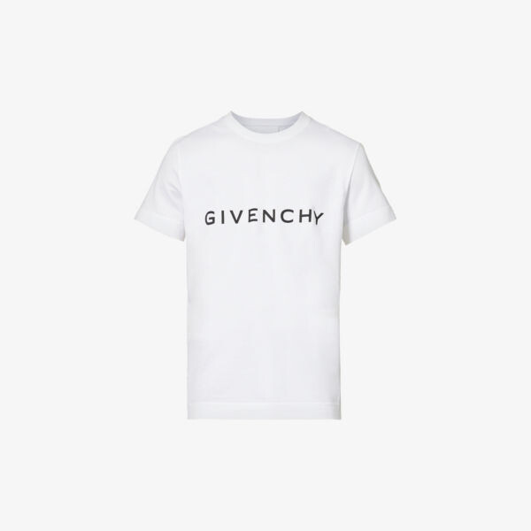 

Футболка из хлопкового джерси с круглым вырезом с фирменным принтом Givenchy, белый