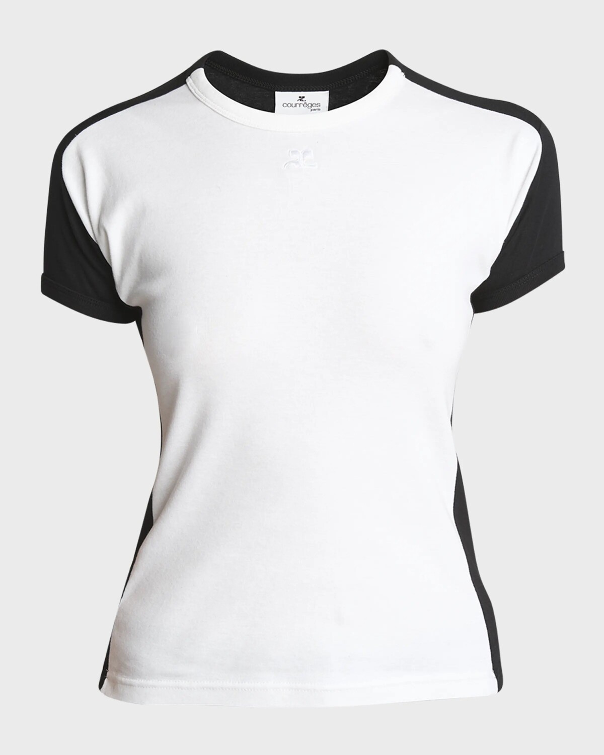 

Футболка с короткими рукавами и контрастной рамкой Courreges, цвет Heritage Whiteblack