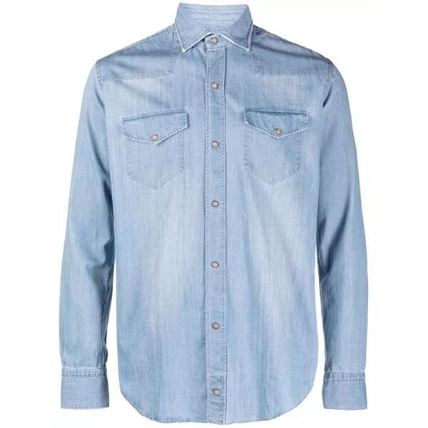 

Футболка texas long-sleeve chambray denim shirt Eleventy, синий