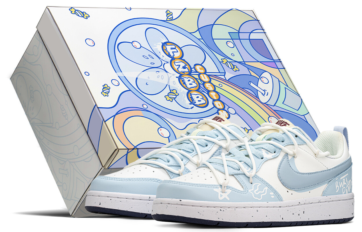 

Кроссовки Nike Court Borough Skateboarding Shoes Women's Low-top White/blue, синий/белый