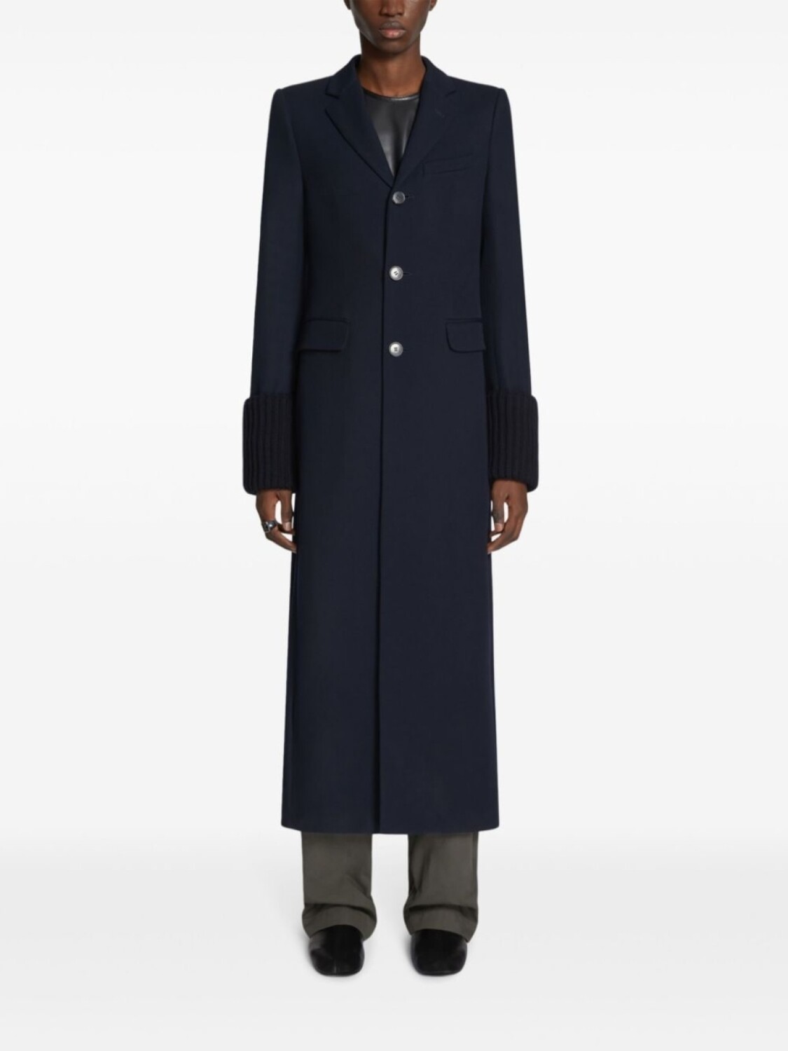 

Шерстяные варежки в рубчик DRIES VAN NOTEN, синий
