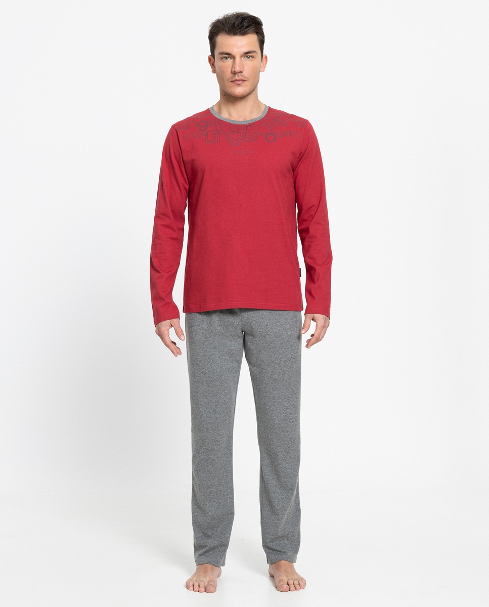 Мужская длинная хлопковая пижама Ungaro, красный мужская хлопковая футболка l красный