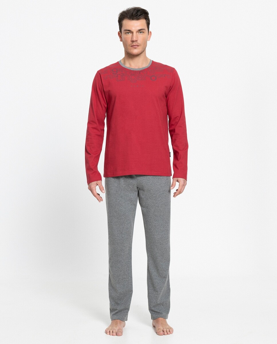 

Мужская длинная хлопковая пижама Ungaro, красный
