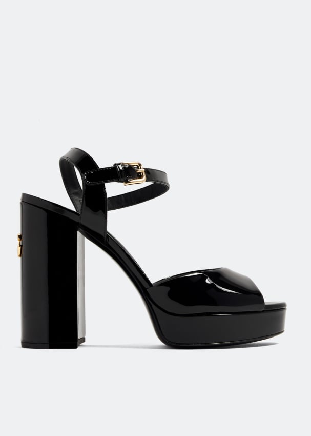 Сандалии Dolce&Gabbana Patent Leather Platform, черный цена и фото