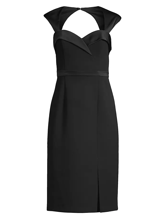 Платье-футляр из смешанной техники Aidan Mattox, черный цена и фото