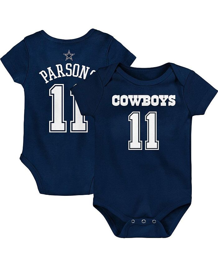 

Боди Micah Parsons Navy Dallas Cowboys Mainliner для новорожденныхс именем и номером игрока Outerstuff, синий