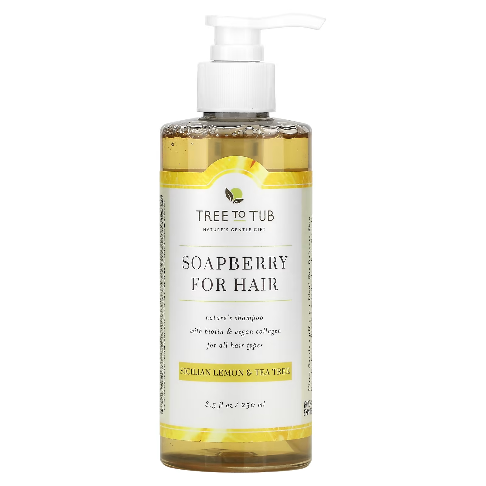 цена Шампунь Tree To Tub Soapberry For Hair для всех типов волос сицилийский лимон и чайное дерево, 250мл