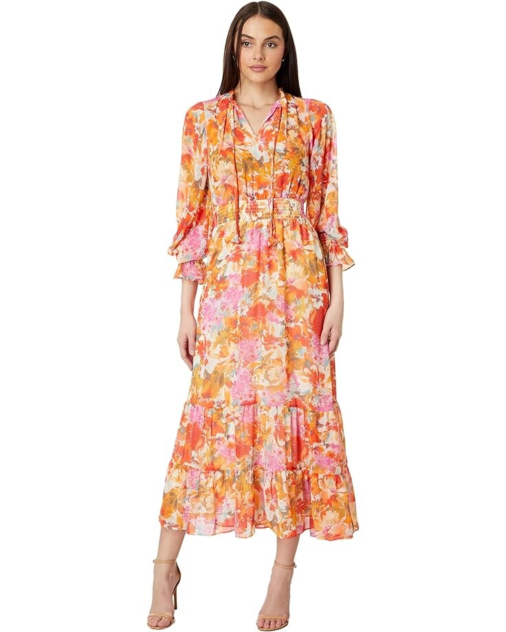 

Платье Vince Camuto Long Sleeve Maxi With Smocked, красный