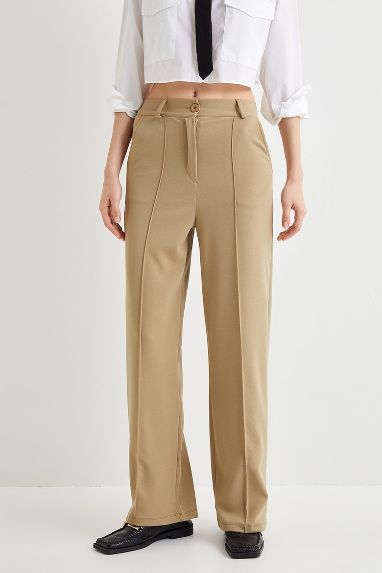 Широкие брюки с высокой талией Koton, коричневый