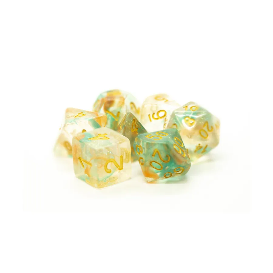 

Poly Set Koi Pond с золотом (7), Acrylic-Resin Dice - Luminous
