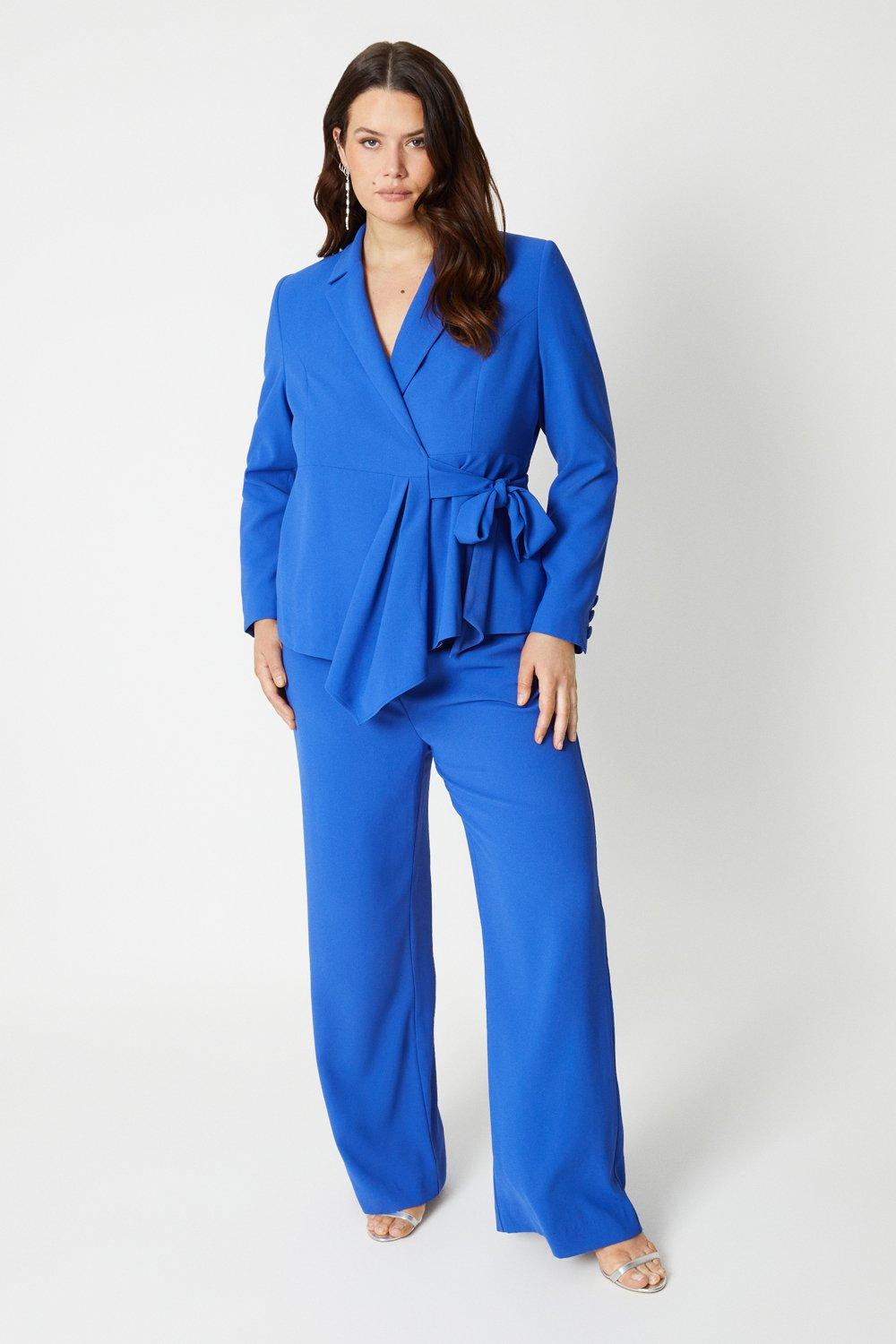Плюс размер Блейзер с драпировкой и запахом водопада Coast, синий женский официальный пиджак новинка 2023 модный дизайнерский блейзер ярко розового цвета длинный двубортный блейзер с стереоскопическим цв