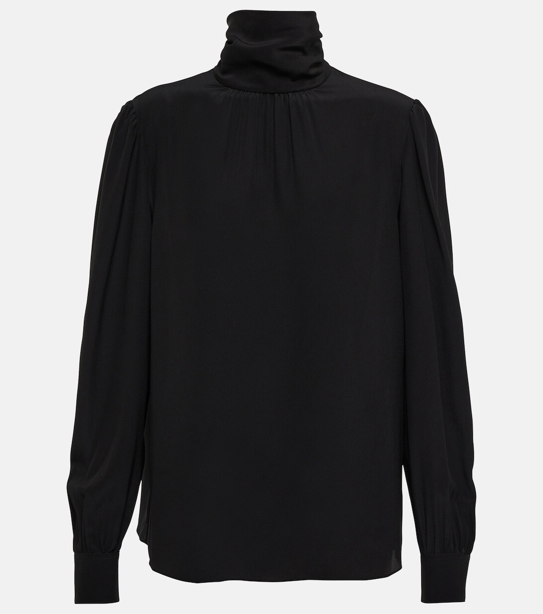 

Шелковый топ с высоким воротником SAINT LAURENT, черный