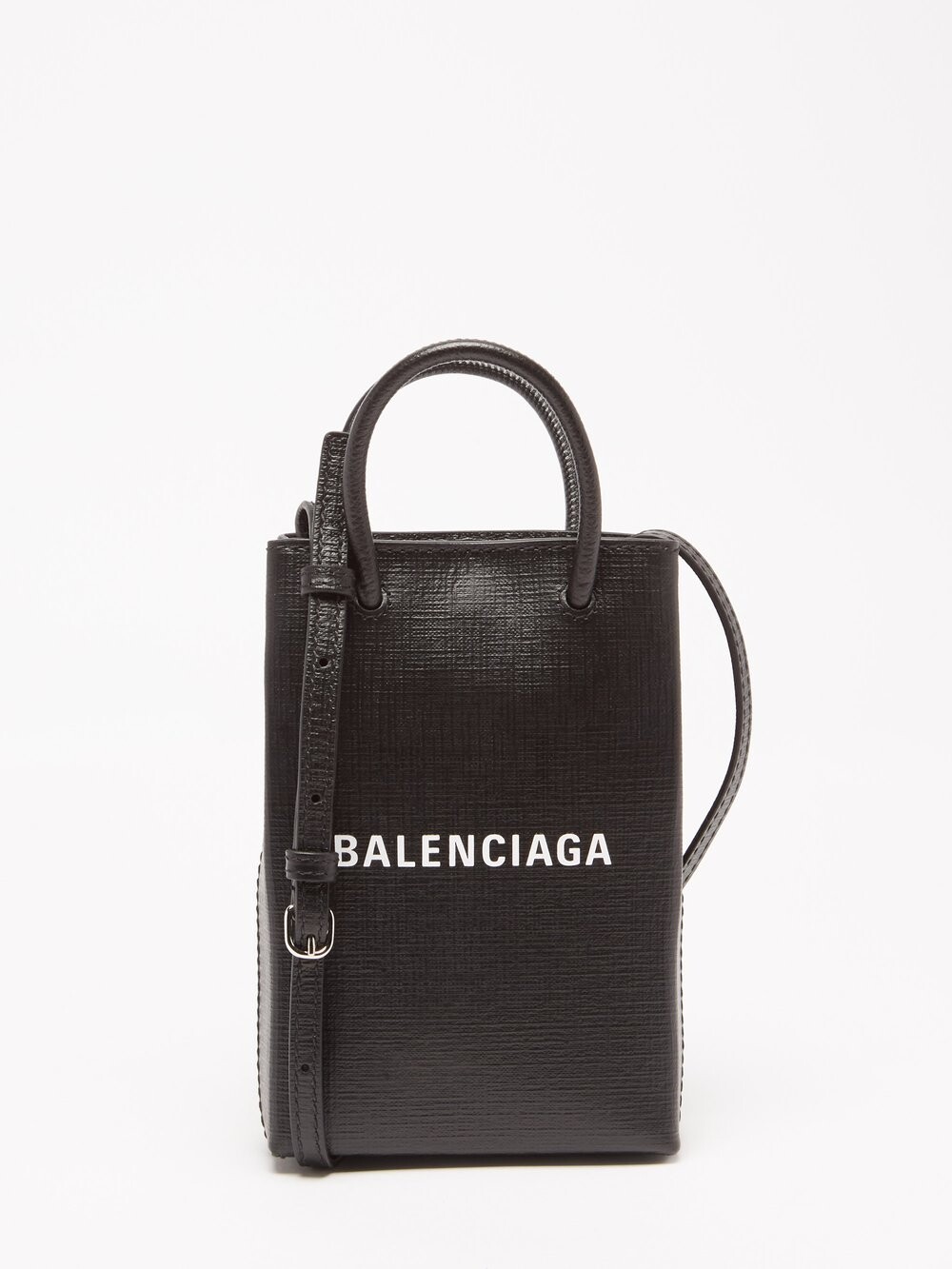 

Миниатюрная кожаная сумка через плечо для покупок Balenciaga, черный