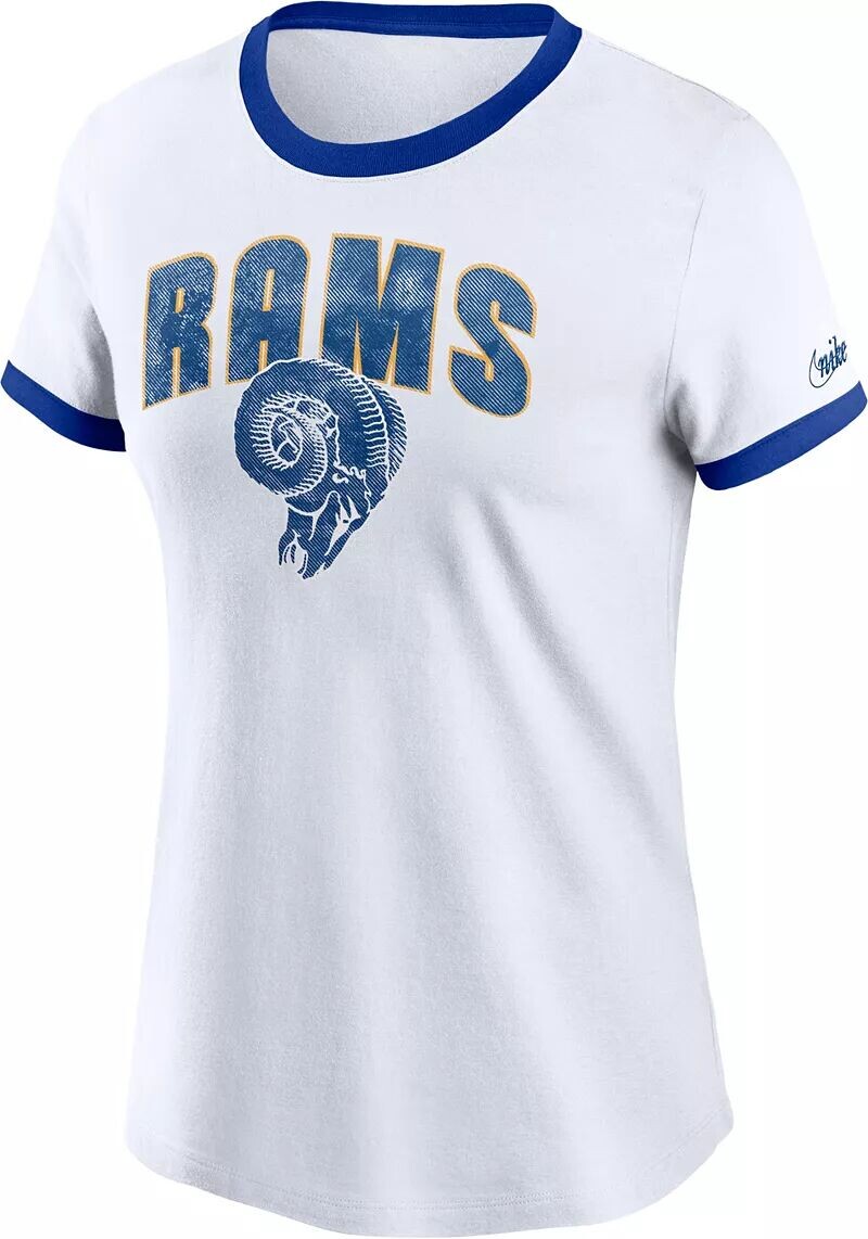 

Женская белая футболка Nike Los Angeles Rams Rewind Team