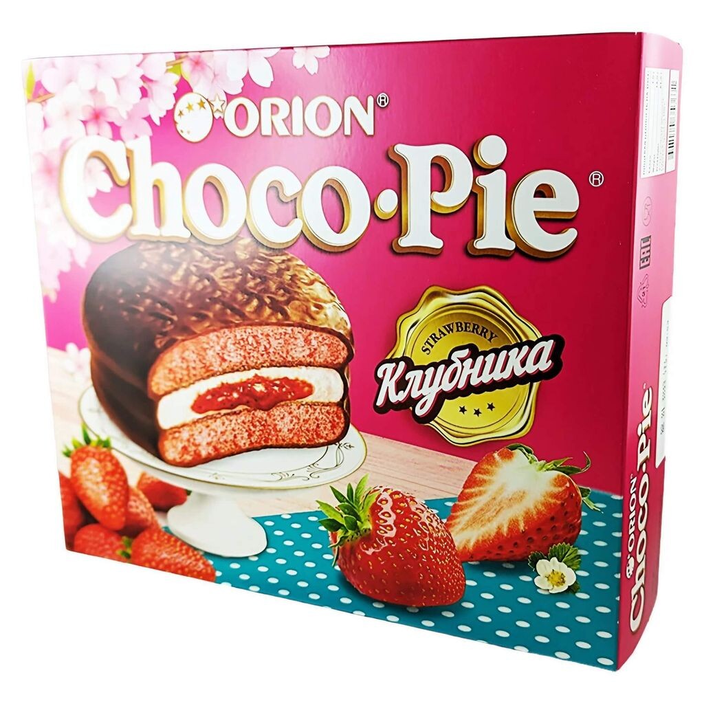 

Orion Choco Pie Strawberry Упаковка из 12 клубничных шоколадных конфет