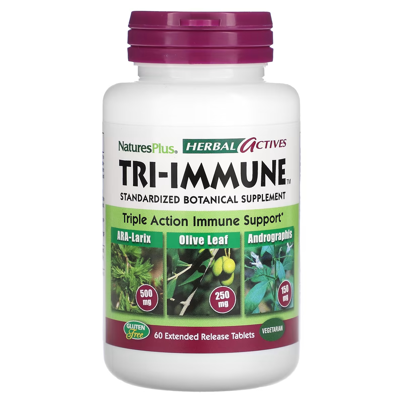 Herbal Actives Tri-Immune 60 таблеток пролонгированного действия NaturesPlus naturesplus immune zinc ягодный 60 пастилок
