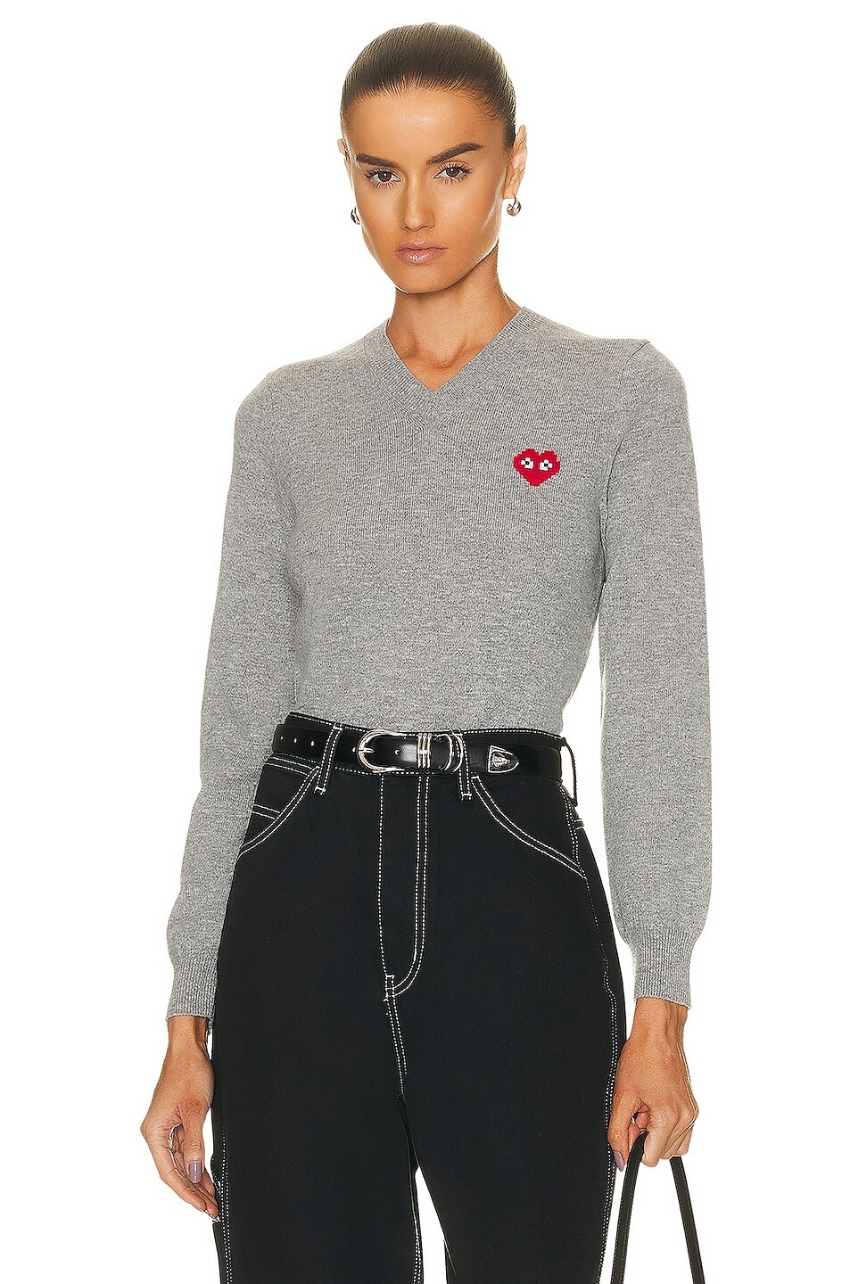 

Свитер Comme des Garçons Invader V-Neck Pullover, цвет Light Grey