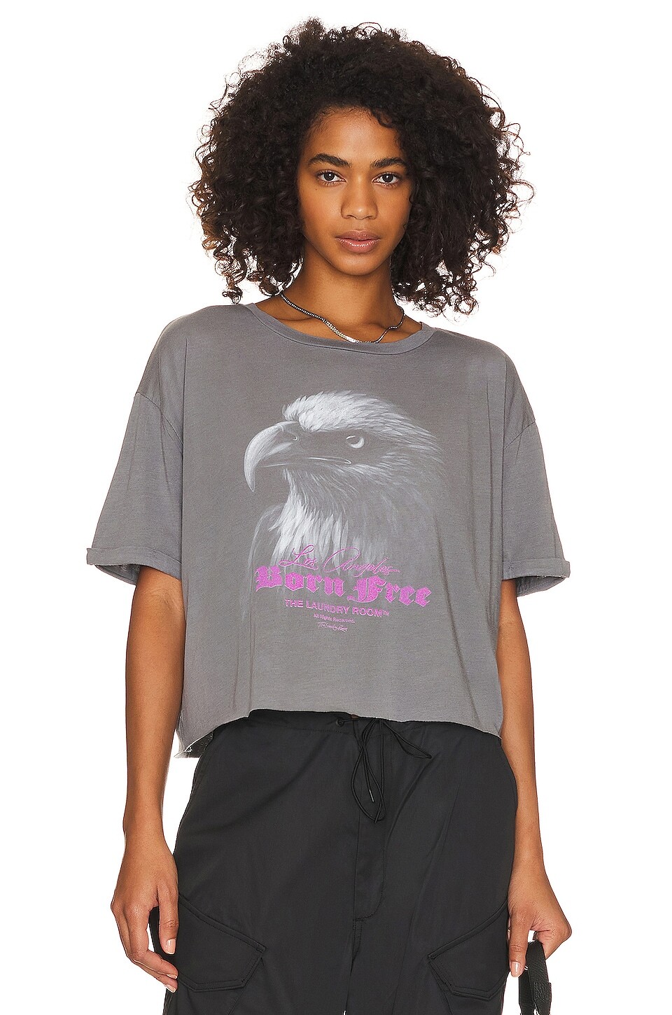 

Футболка The Laundry Room Born Free Oversized Crop, цвет Gravity Grey