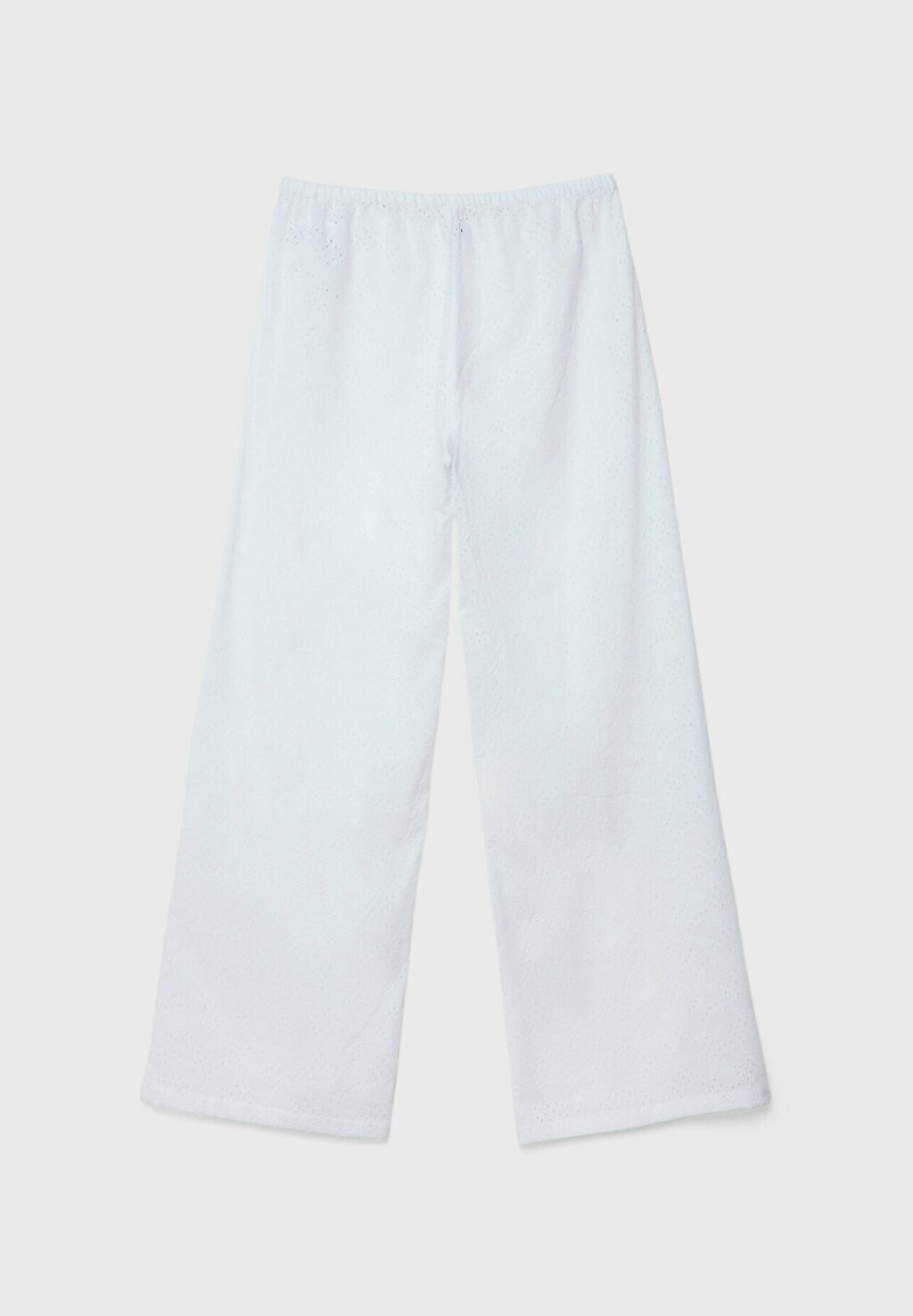 

Тканевые брюки EMBROIDERED WITH ELASTICATED WAISTBAND Stradivarius, белый